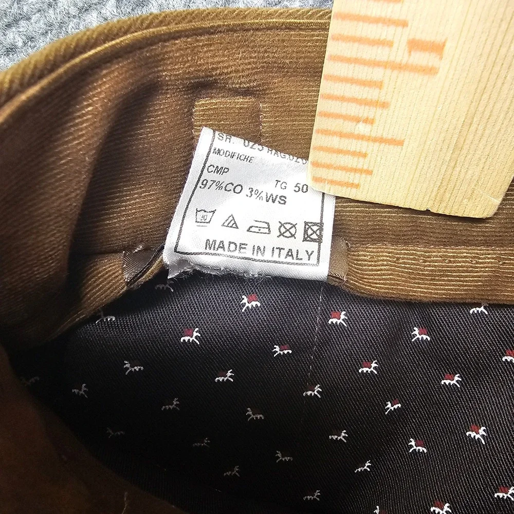 Stile Latino Brown Cotton Cashmere Pleated Trousers Side Adjusters Italy 50/34